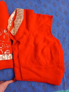 Orange Embroidered Saree