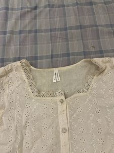 White Floral Eyelet Blouse