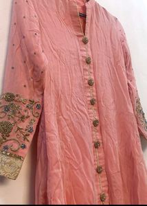 Elegant Peach Embroidered Kurta