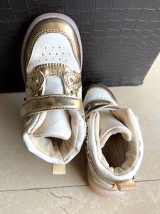 Adorable Gold &amp; White Baby Sneakers