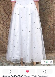 Elegant White Sequinned Lehenga Skirt