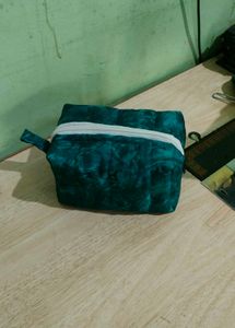 Teal Velvet Makeup Pouch