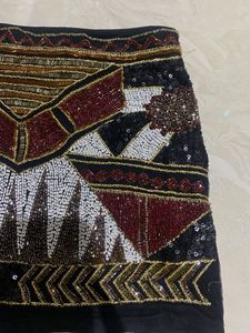 Beads and Stones Embellished Mini Skirt