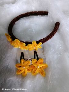 Yellow Flower Hair Clips & Headband Set