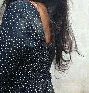Black Polka Dot V-Neck Top