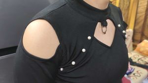 Black Cold-Shoulder Fit &amp; Flare Dress