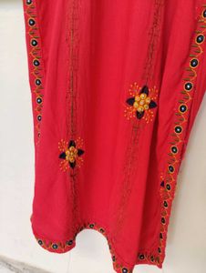 Vibrant Red Embroidered Kurta Set
