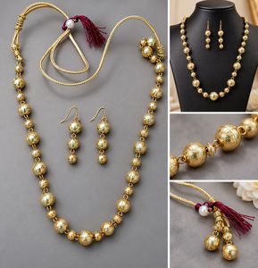 Gold Tone Beaded Necklace &amp; Earring Set