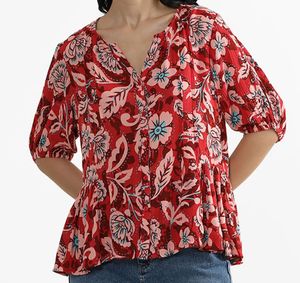 Boho Floral Print Peplum Top
