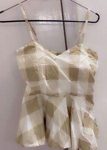 Chic Checked Peplum Cami Top