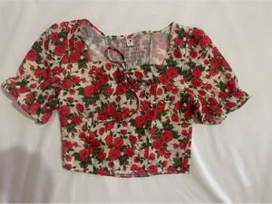 Floral Print Square Neck Top