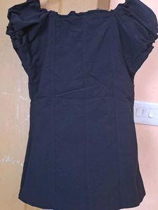 Gothic Lace-Up jet Black Top