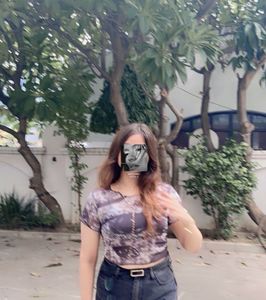 Sheer Printed Mesh Top