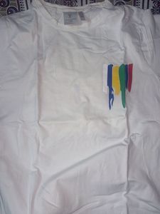 White T-Shirt with Colorful Pocket Detail