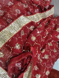 Exquisite Red Embellished Saree