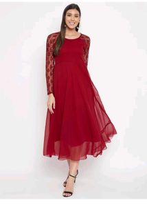 Hello Design Maroon Dress ( S)