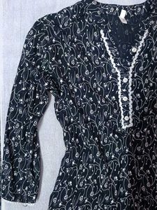Black Printed short kurti