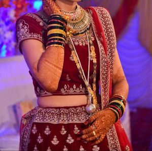 Bridal velvet Lehanga Choli with Diamond work