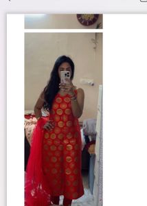 Elegant Red Kurta Set with Gold Motifs