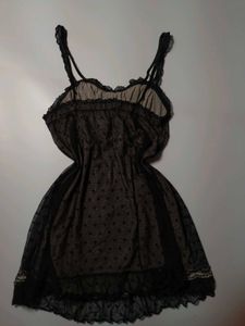 Sheer Black Heart Print Babydoll Nightie