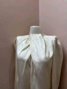 Elegant White Satin Blouse