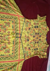 Pure Cotton Long Dress For Women With Waist Tie Up