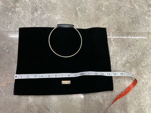 Chic Black Velvet Clutch with Gold Ring Handle