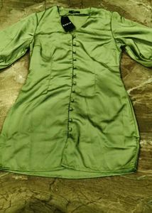 Chic Satin Green Mini Dress