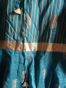 Elegant Teal &amp; Gold Anarkali Kurta