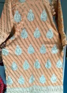 Peach Embroidered Kurta