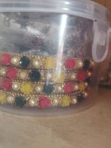 Colorful Beaded Flower Bangles