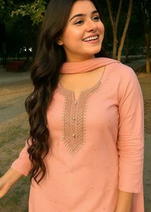 New Pink Embroidered & Bead Work Kurta Set🌸