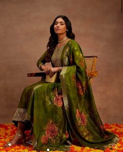 Regal Olive Anarkali set