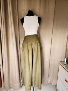 Olive Green Wide-Leg Pants