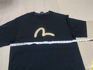 Evisu Black T-Shirt with Gold Logo