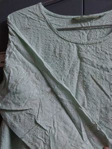 Light Blue Striped Kurta with Silver Detail