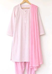 Light Pink Striped Kurta Set