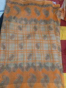 orange paisley saree