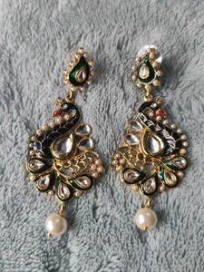 Peacock Kundan Dangle Earrings
