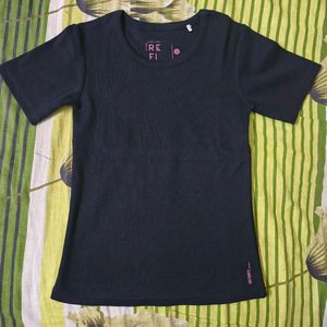 Black Ribbed T-Shirt