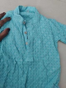 Chic Teal Embroidered Kurta &amp; GREEN COMBO OF 2