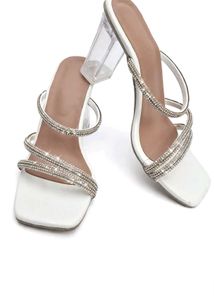 Women white Faux leather Rhinestone Embellished  b