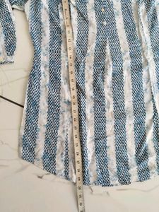 Blue Striped Cotton Kurta