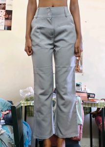 Elegant Grey Wide Leg Trousers