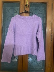 Lilac Knit Cropped Sweater