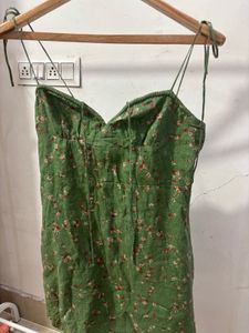 Green Floral Print Mini Dress