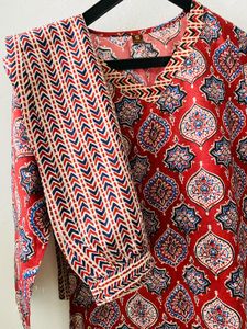 Maroon Geometric Print Kurta with Pants