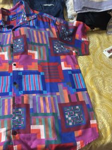Colorful Geometric Print Button-Up Shirt