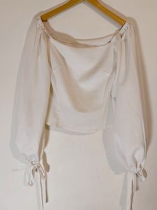 White Off-Shoulder Puff Sleeve Top