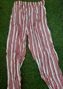 White &amp; Red Stripe Pant M Or L Size